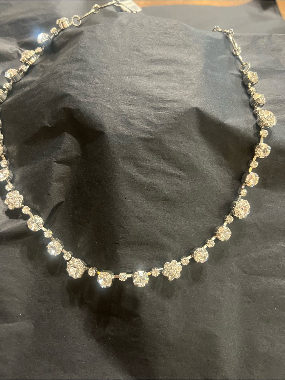 Mariana Clear Crystal Floral Silver Necklace